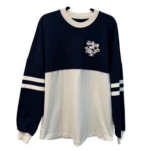 Disney Vacation Club Spirit‎ Jersey Member Navy Blue White Striped Top Women M